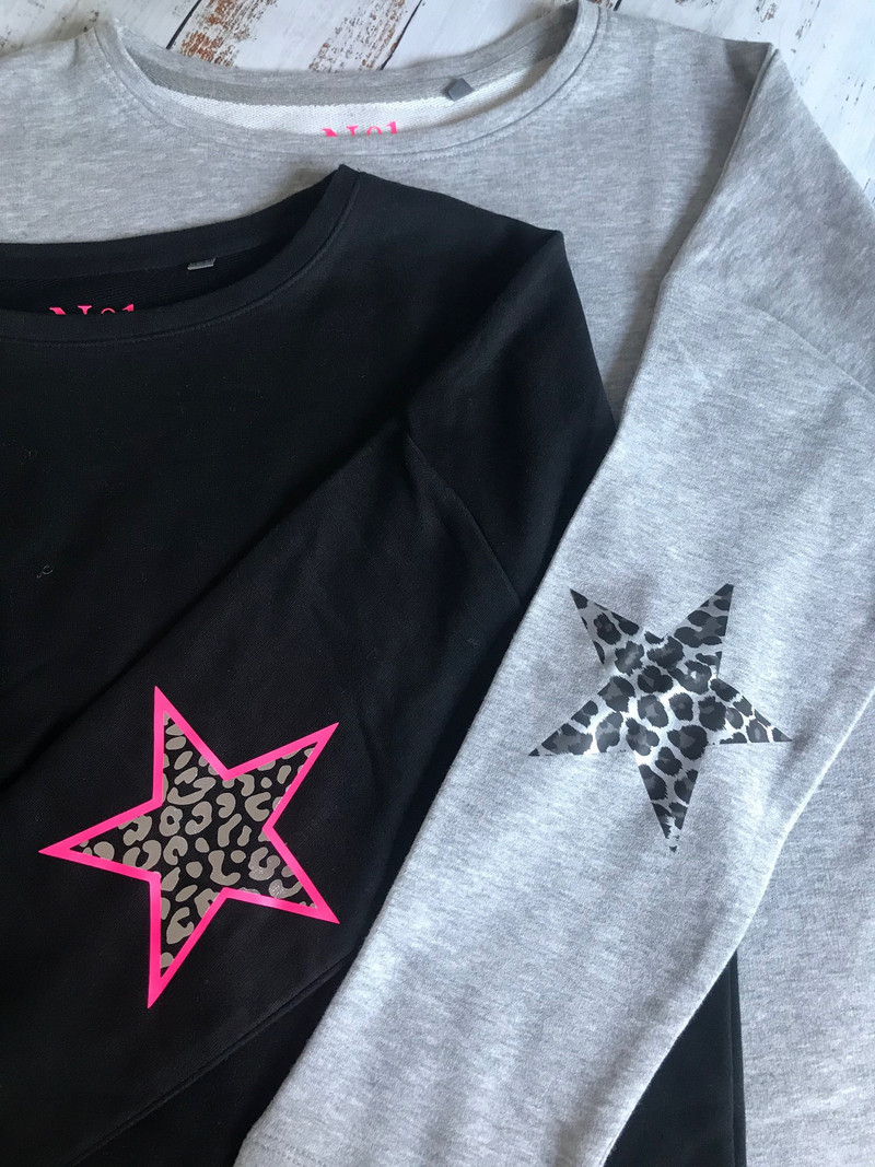 leopard print star sweatshirt